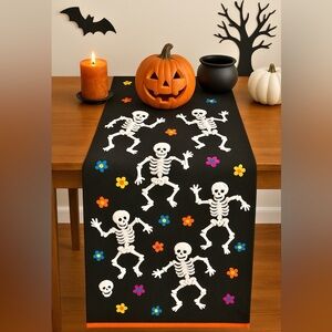 Novogratz Halloween Dia de los Muertos Embroidered Table Runner 68” Inch Long